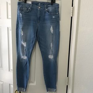7 for all mankind light washed skinny jeans